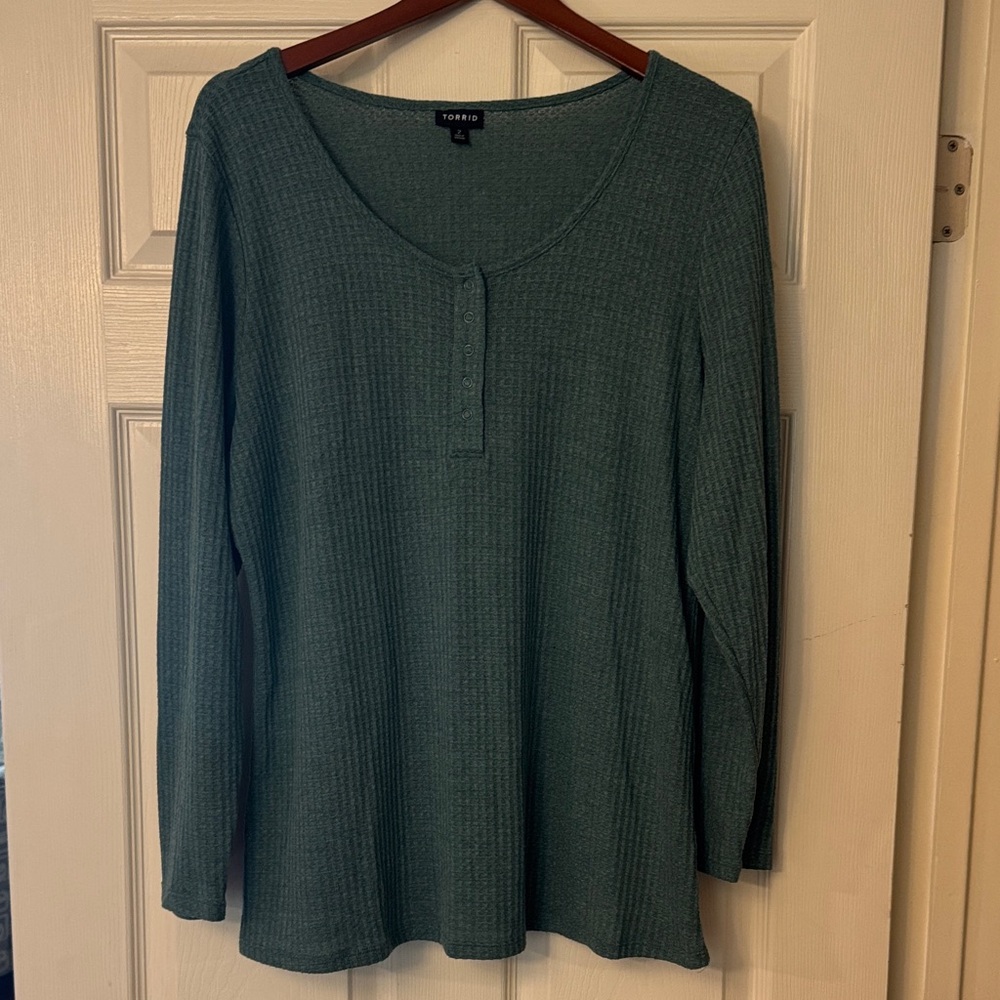 Torrid Teal Long Sleeve Shirt